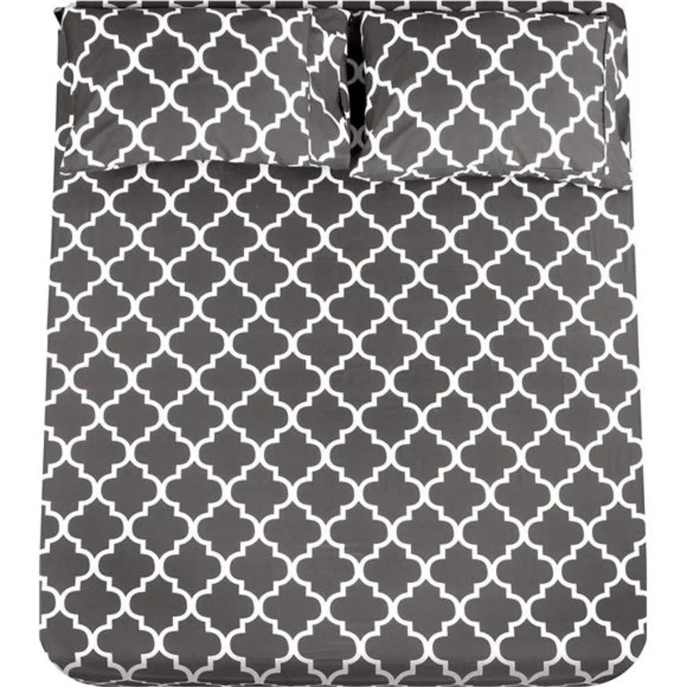 Queen Sheet Set (Quatrefoil Grey)